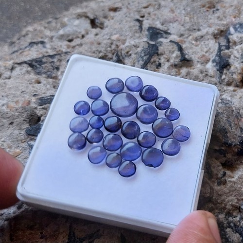 12.5 Ct Natural Top Grade Purple Blue Color Smooth Flat Iolite Round 26 Pcs Lot - Picture 12 of 24