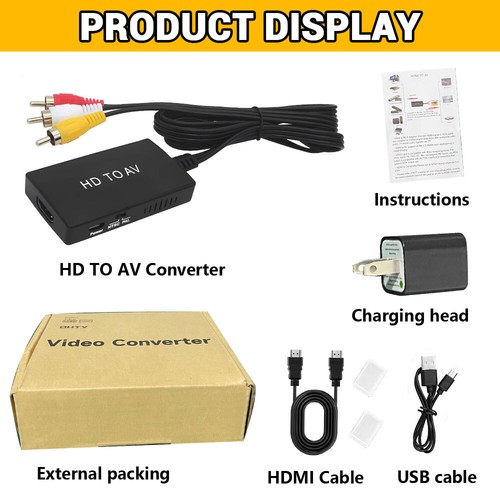 HDMI To RCA Converter, HDMI to AV 3RCA CVBs Composite Video Audio Adapter TV Box - Picture 5 of 15
