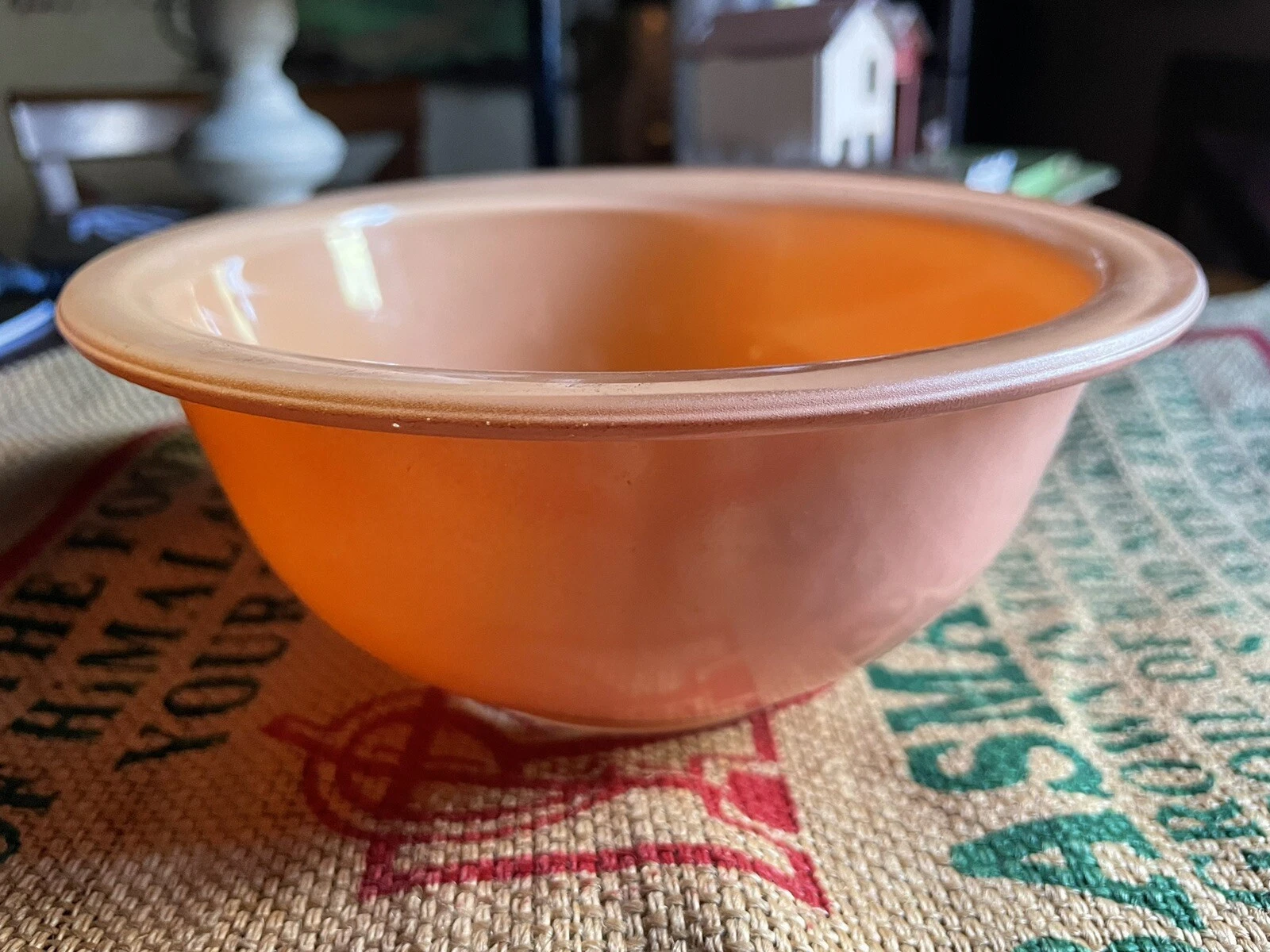 PYREX CORNING #322 CLEAR BOTTOM APRICOT 7” MIXING BOWL