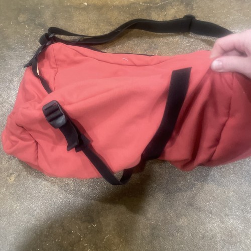 Vintage Eddie Bauer Canvas Duffel Bag Carry On Weekender Travel Messenger Coral - Picture 9 of 9