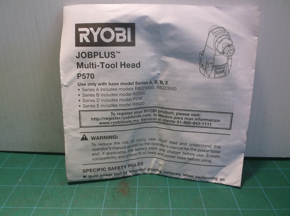 Ryobi P570 JOBPLUS Multi-Tool Head Operator's Manual (Manual Only)