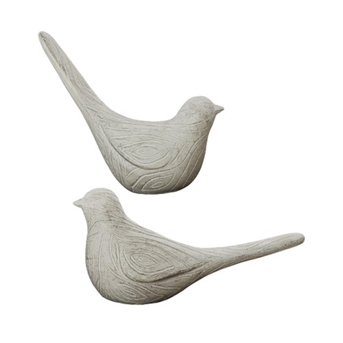 2x Birds Statues Garden Sculptures Living Room Indoor Office Resin Figurines - Picture 4 of 9