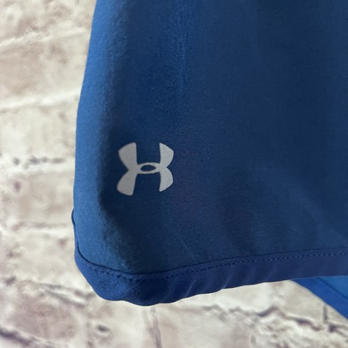 Under Armour Shorts Girls Size Large Blue Elastic Waist Logo Lined Athletic - Picture 2 of 12
