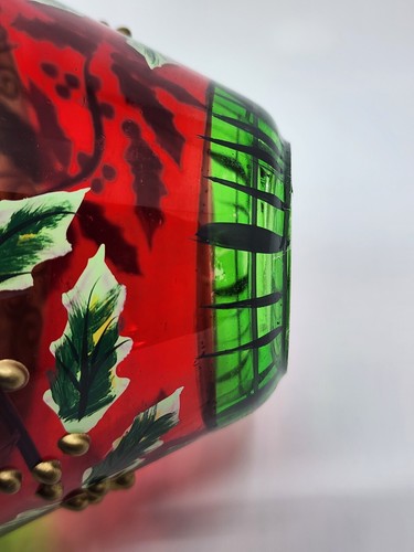 Yankee Candle Large Glass Shade Jar Topper Red Green Raised Gold. Holly Berry - Picture 7 of 12