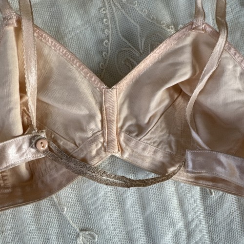 Vintage 1930s Pink Silk Satin Bra Blouse Camisole French Art Deco Lingerie Top - Picture 10 of 13