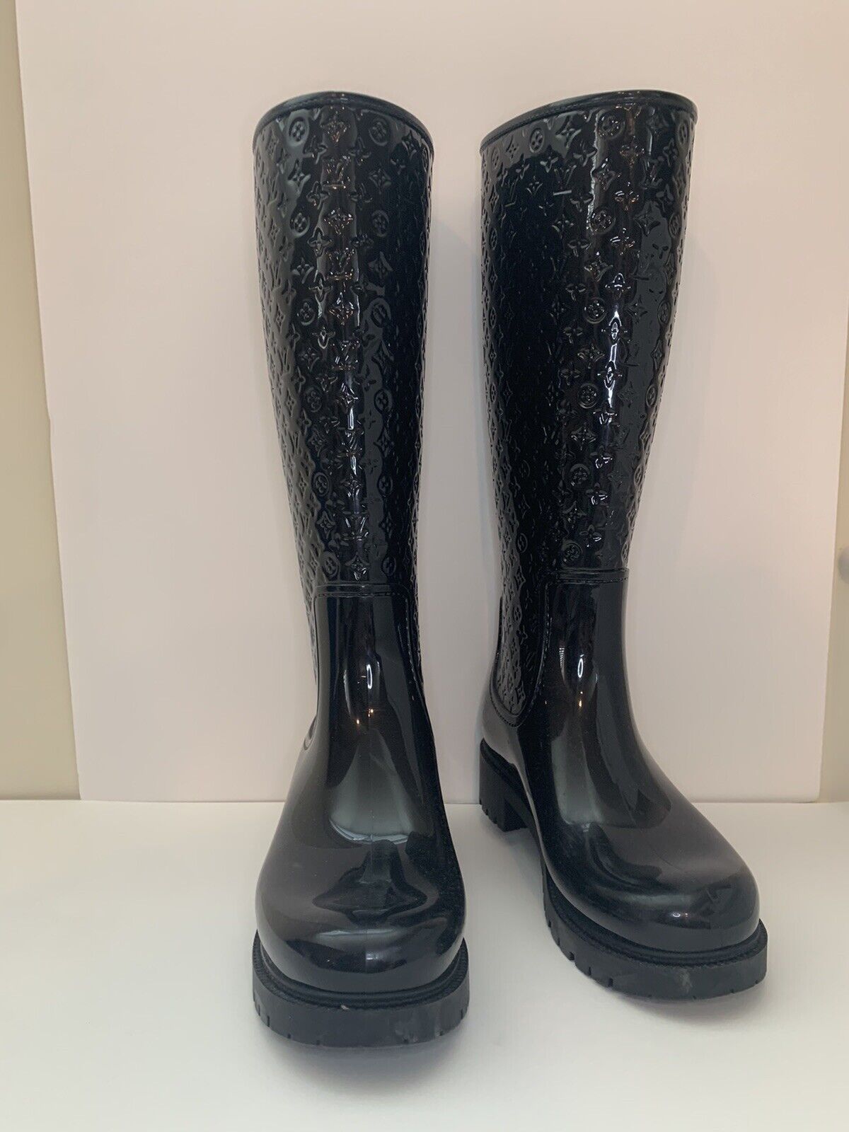 Louis Vuitton Black Monogram Rubber Splash Rain Boots Size 4.5/35