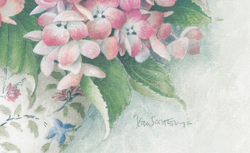 Hortensias azules y rosas en macetas de porcelana Scott Tonge juego de 2 20x16 pulgadas - Imagen 4 de 6