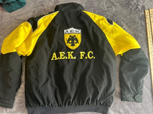 Extrem seltener 90er AEK Athen Basic Mantel gelb Jacke Größe Herren XL - Bild 9 von 10