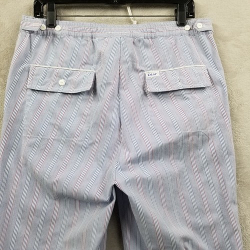 Christian Dior Pants Men M Blue Red Stipe Cotton Blend Monsieur Straight Leisure - Picture 4 of 11