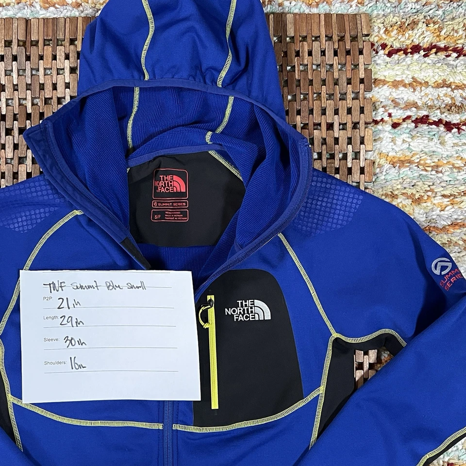 The North Face Tech Fleece Full Zip Jacket Hoody Hoodie Blue Yellow Men’s Small - Image 4 of 4