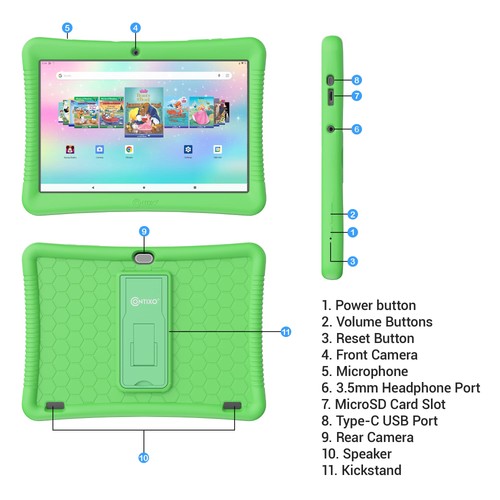 Contixo K102 Kids Tablet 2GB RAM 32GB Storage Green Disney Ebooks Preinstalled - Picture 8 of 9