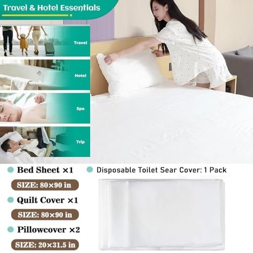 Disposable Travel Bed Sheets King Size, Disposable Hotel with Quilt Cover and - Picture 5 of 7