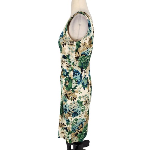Vintage Donna Ricco Pastel Floral Print Summer Satin Sleeveless Sheath Dress 8P - Picture 4 of 7