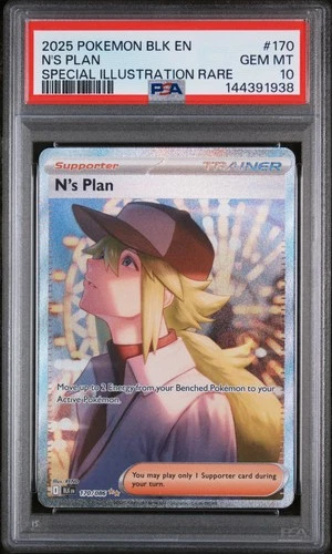 2025 POKEMON BLK EN-BLACK BOLT SPECIAL ILLUSTRATION RARE #170 N'S PLAN PSA 10