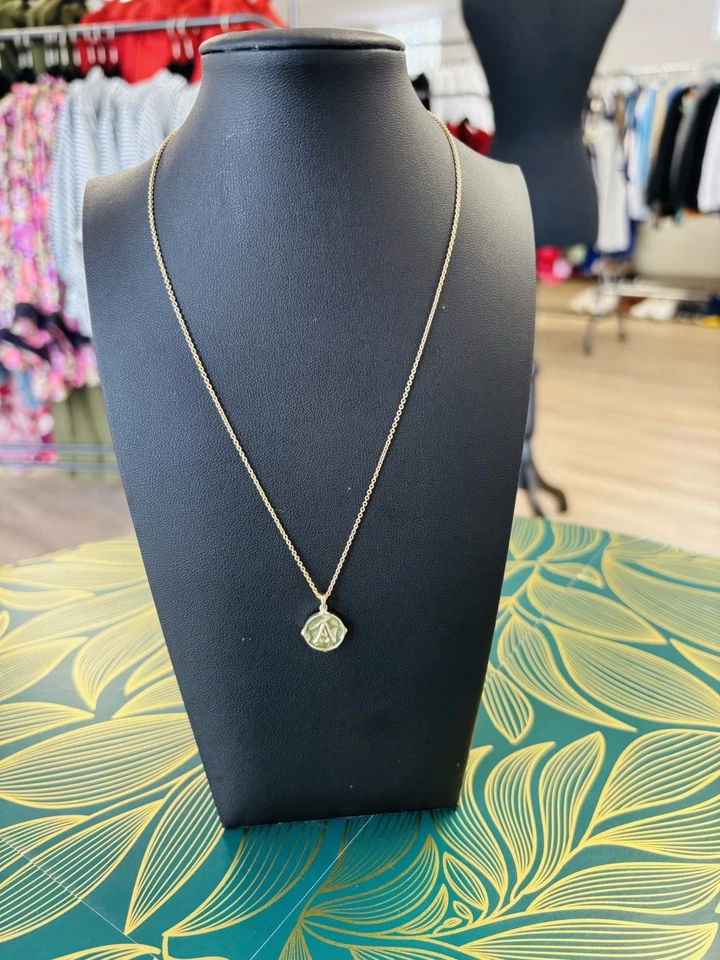 Kendra Scott Letter “A” Pendent 14k Gold Plated Brass Reversible Necklace - Image 3 of 4