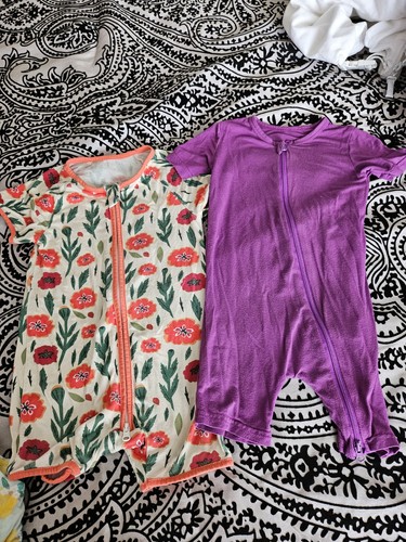Catasy Bamboo Girl Infant 12-18 Months Purple Solid, Floral Romper