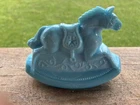 Vtg. 1982 Milk Glass Blue Guernsey ROCKY Rocking Horse Figure--Free Ship