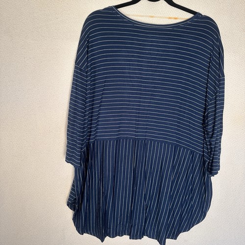 2 Faded Glory Damen Top Blusen schwarz blau mit silbernen Streifen 3/4 Arm Größe 2X - Bild 7 von 14