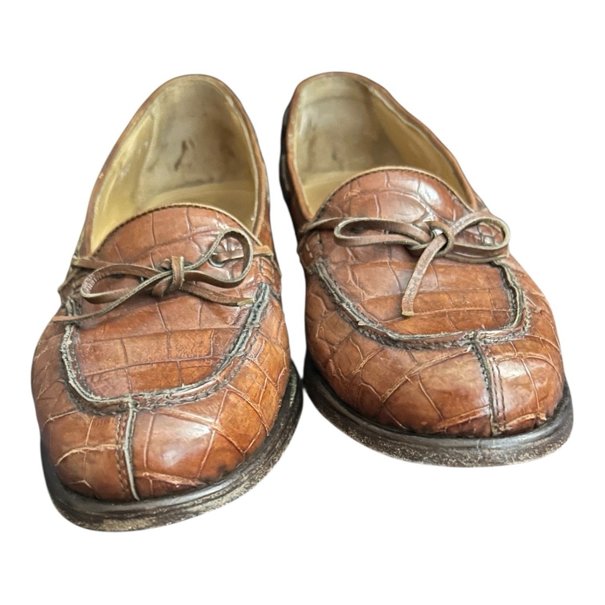 最終値下げ！6/27までLAYERED FAKELEATHERROMPERS ZELLI Genuine Crocodile Alligator Loafers Slippers Shoes 9M