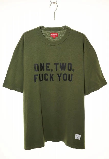 Supreme 23Ss One Two Fxxk You S/S Top Olive L Fxxk T shirt col rond AB959