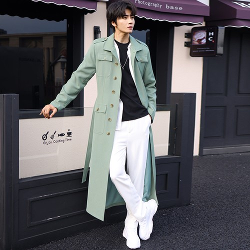 Men's Jackets Over The Knee Slim Fit Single Breasted Overcoat Long Trench Coat - Bild 18 von 18
