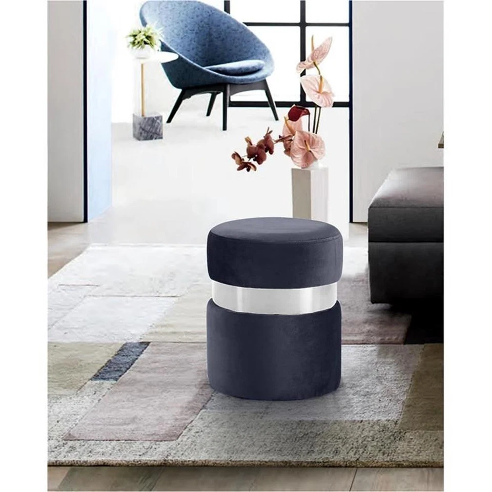 Meridian Furniture Hailey Contemporary Velvet Ottoman/Stool in Gray - Image 2 of 4