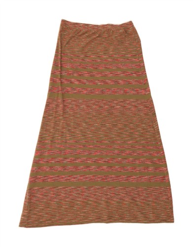 MICHAEL KORS Womens Maxi Skirt Medium W30 Khaki Striped Polyester DK21 - Picture 2 of 3