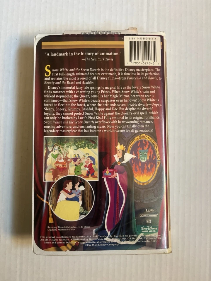 Snow White And The Seven Dwarfs, VHS Video Disney Classic - Image 3 of 3