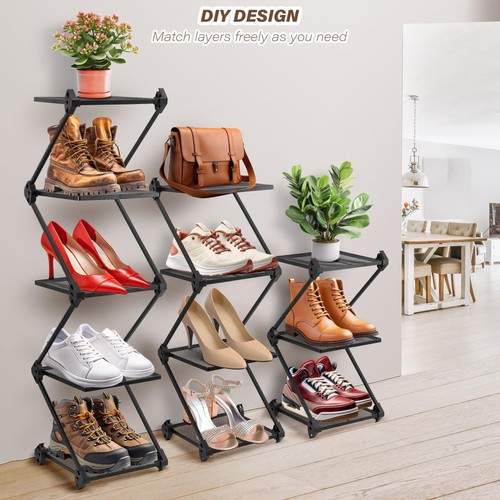 Vertical Shoe Rack 4 Tier Small Shoe Rack Shelf for Entryway Tall Narrow Shoe... - Bild 5 von 6