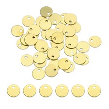 40pcs Brass Round Stamping Blank DIY Label Tags 6mmx1.1mm Single Side Hole