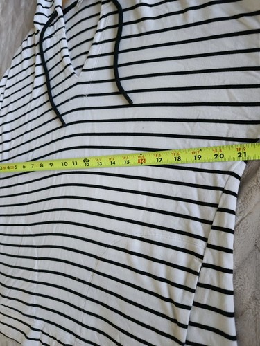 Time And Tru Pullover Hoodie Womens Medium White Black Stripe Coastal Nautical - Picture 5 of 12