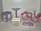 Vintage Barbie Doll 1989 Picnic Table Pink White Purple Gas Grill And Prep Table