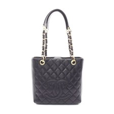 Chanel Matelasse Pst Tote Bag Caviar Skin Women Black One Size