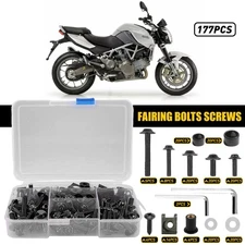177pcs Fit for motorcycle windshield Screws Fairing Bolts Black Screws Body Nuts