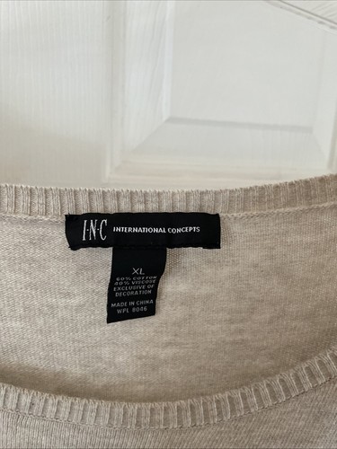 INC International Concept wunderschöner beige Fransen 3/4 Arm Pullover Gr. XL - Bild 2 von 3
