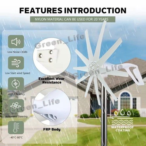 5000W Wind Turbine Generator 10 Blades Charger Controller Green Power 12/24/48V - Picture 5 of 17