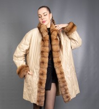8432 GLAMOROUS COAT WITH REAL RUSSIAN SABLE LUXURY FUR JACKET BEAUTIFUL SIZE 2XL