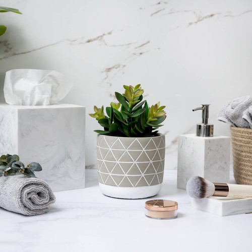 Artificial Plant | 8" Fake Plant for Desk Decor | Artificial Succulent in Pot... - Picture 4 of 6