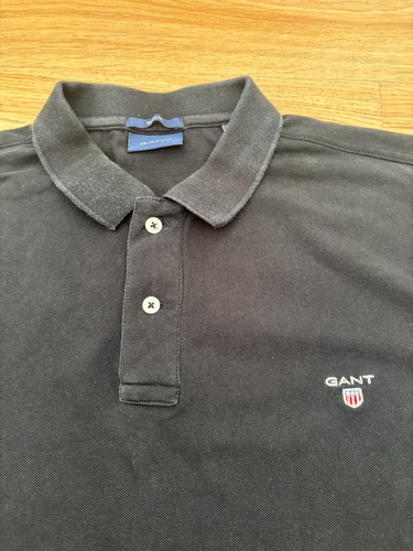 2XL Mens GANT USA 100% cotton Polo Shirt in Black Regular Fit Size XXL / 99p