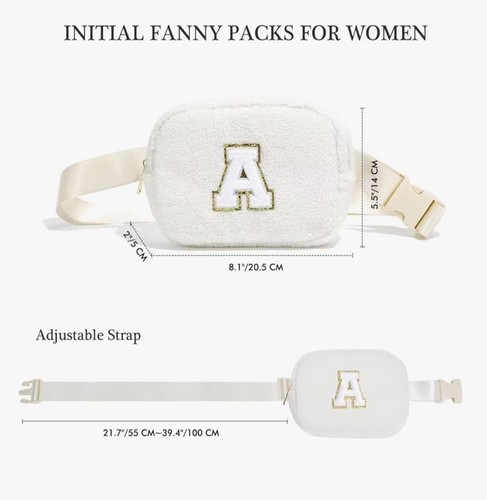 YOOLIFE Fleece Initial T Crossbody Bauchtasche Beige/Weiß Gürteltasche Neu mit Etikett Bequem - Bild 5 von 6