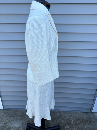 Falda y Blazer Kasper Off White Texturizado Talla 8 Nuevo con Etiquetas Sucio en Falda como se encuentra - Imagen 7 de 8