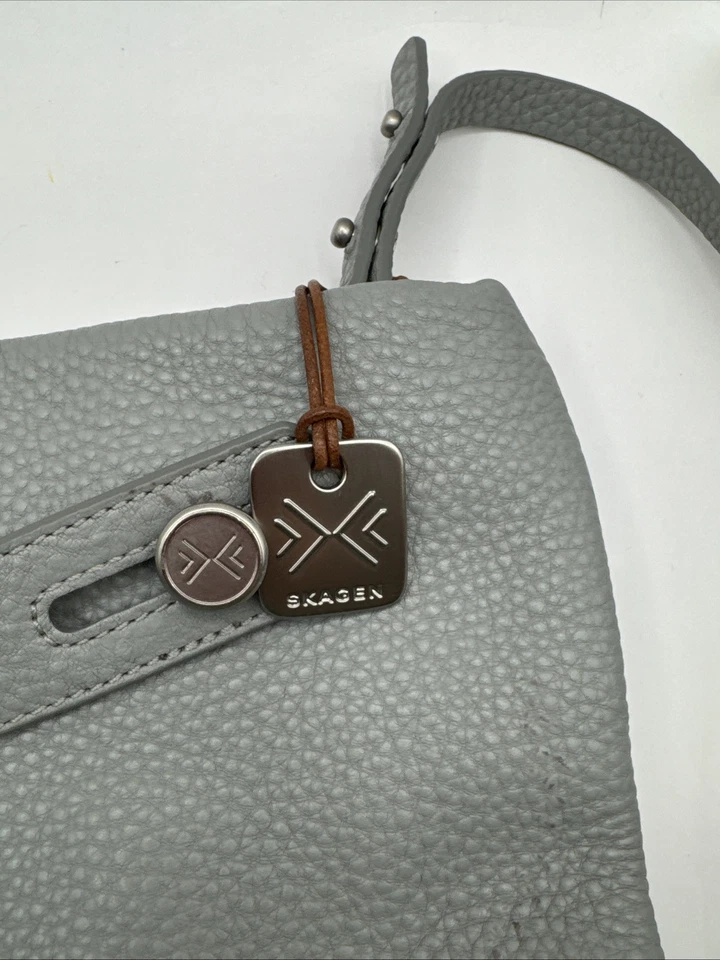 Bandolera de cuero gris Skagen Denmark (con dos asas) Foto 2 de 4
