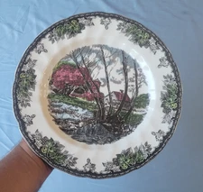 JOHNSON BROS THE FRIENDLY VILLAGE "WILLOW BY THE BROOK“  10-1/2” PLATE— ENGLAND