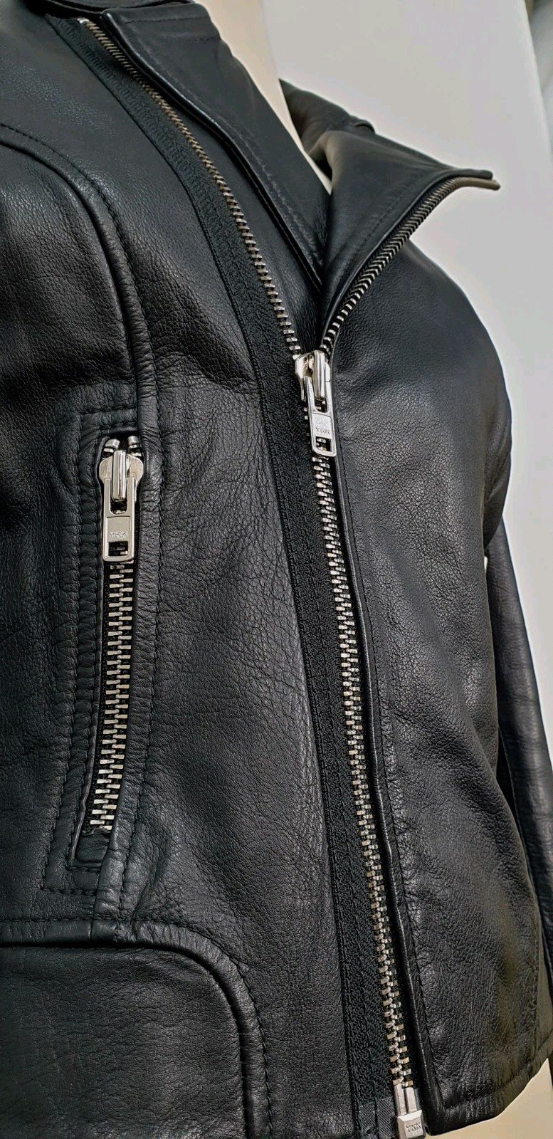 Superdry Leather Biker Jacket Black  Women’s Size Medium Stunning Excellent Cond image 6