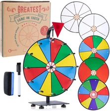5 in 1 Tabletop Prize Wheel Spinner - 12" Carnival Games Smooth Spinning Wheel f