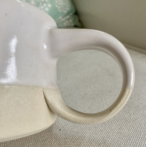 Set Of 2 Handmade Studio Pottery Mugs Minimalist Cream Tan Signed  Hans thrown - Picture 6 of 9