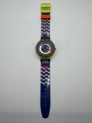 Vintage Swatch Swiss Scuba Diving 200 Watch "Coming Tide" SDJ100 Purple Works! - Picture 2 of 9