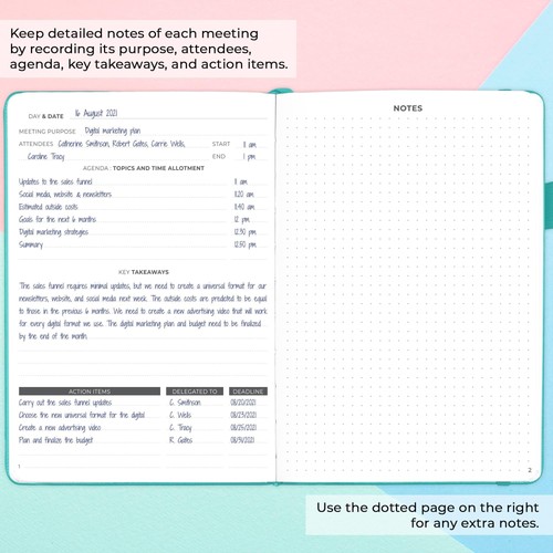 Clever Fox Meeting Notebook – Work & Business Organizer with Notes & Action I... - Bild 3 von 7