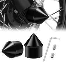 Black Front Axle Nut Covers Caps Compatible for Softail Sportster Touring Ro