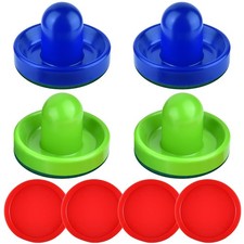 Air Hockey Pushers and 12 Gram Thicker Pucks 4 Strikers 4 Red Pucks Set